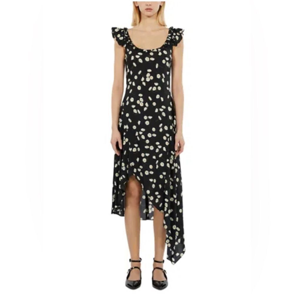 The Kooples black, white and yellow Daisies Satin slip dress y2K inspired